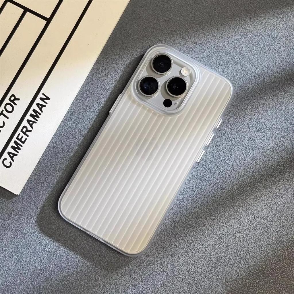 Natural Titanium PC Phone Case For For Iphone 1 14 13 Pro Max Plus Electroplated Grating Corrugated Hard Back Cover