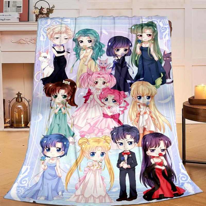 1PC Sai-lor anime Characters Flannel Blanket Gift, Suitable for Both Men And Women, Soft Ideal for Beds And Sofa, Birthday Or Christmas Gift