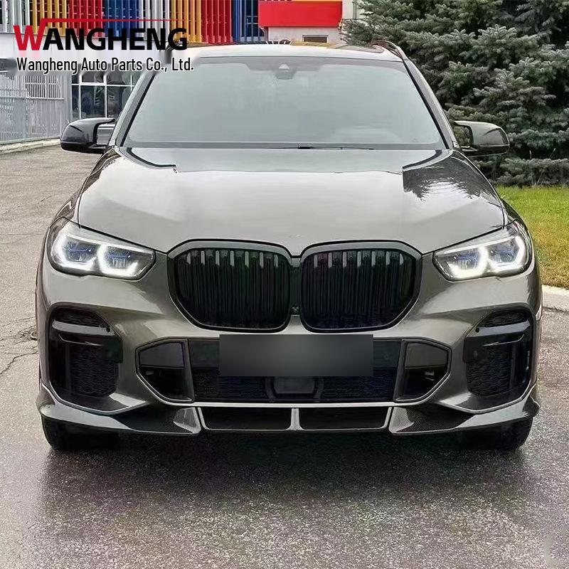 BMW X5 G05 Carbon Fiber Diffuser Kit: Front & Rear with Center Wing, Top Wing, Spoiler, and Rear Wing.