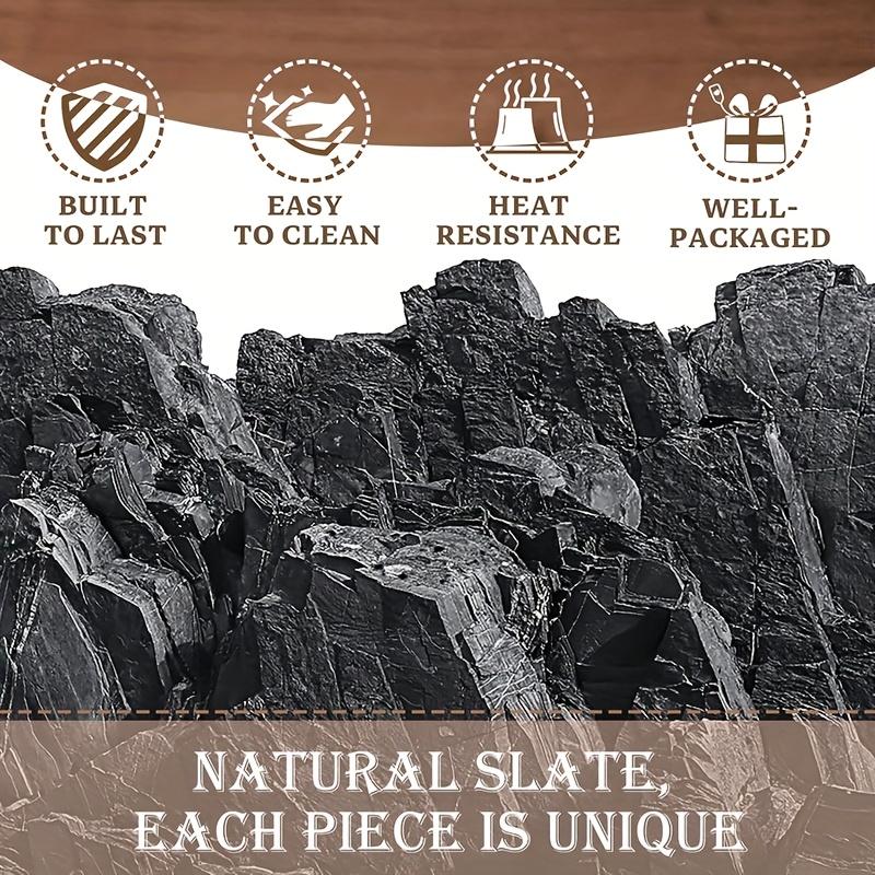 4/8 Pcs Slate Drink Coasters, Black Stone Coaster Set, Laser Engraving Blanks with Anti-Scratch Bottom for Home, Office