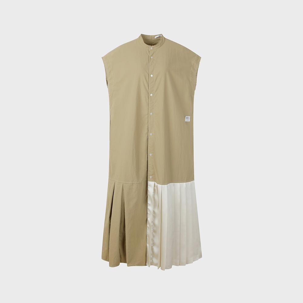 Recorde Half Pleats Shirt Long Dress_Rqdam23594Bex