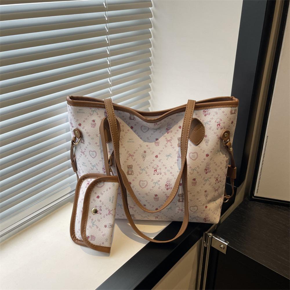 Fashion PU Leather Women's Shoulder Bag Large Capacity Zipper Crossbody Bag Tote Bag