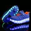 Men and Women Children Runaway Shoes with Lights Roller Skates Double Wheel Charging Skates Young and Young Wheels Flash