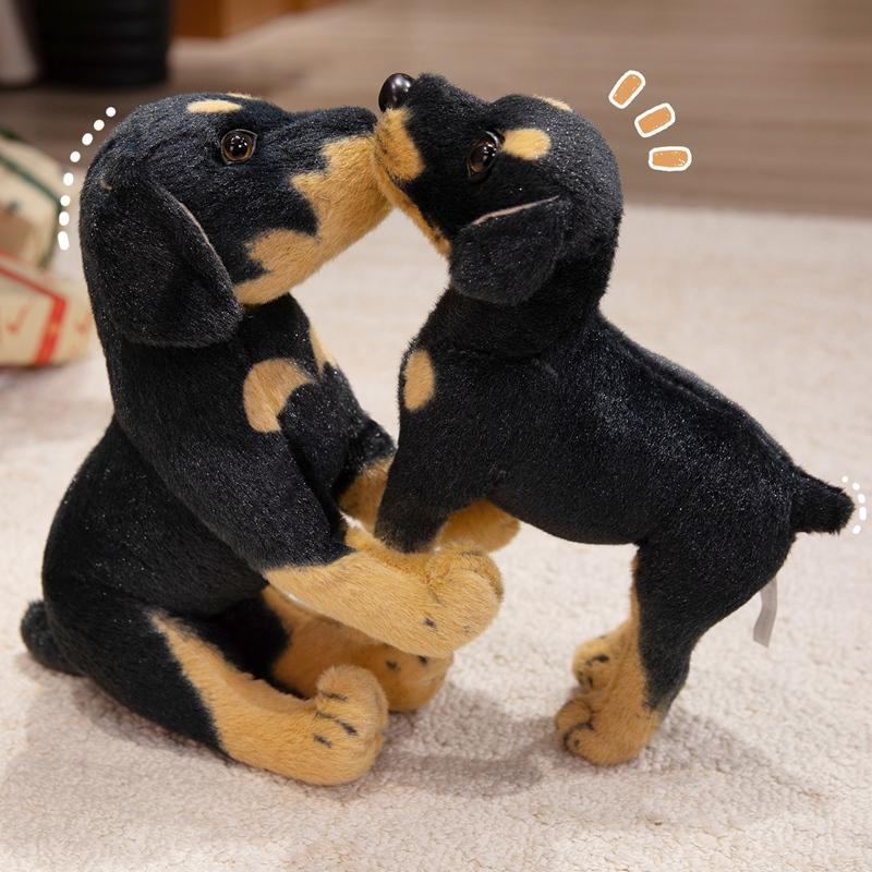 Rottweiler Simulated 3d Simulation Standing Black Dog Plush Stuffed Doberman Animal Super Realistic Kid Christmas Halloween Gift