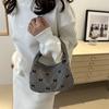 1pc Chic Crescent Moon Shoulder Bag - Large Capacity Underarm Handbag with Stylish Bow Pattern, Zip Closure, Perfect for Casual Everyday Use