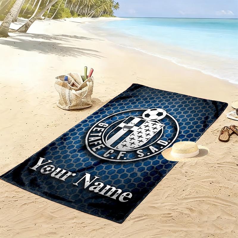 Name Custom Getafe CF Print Beach Towel, Large Soft Quick Dry Towel for Beach Camping Swimming