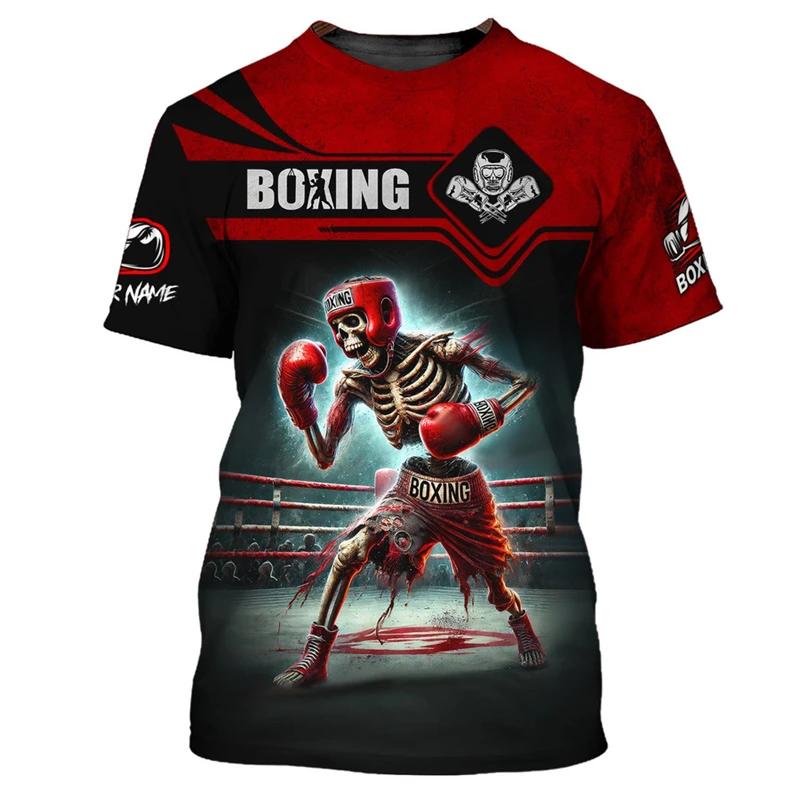 Boxing Series Men's Cool Fighting Pattern T-Shirt 3D Printed Personality Daily Leisure Fashion Sports Round Neck Short Sleeved T-shirt