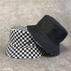 Chessboard Hat Plaid Sun Protection Bucket Hat Trendy Brand Female Hip Hop Street Black and White Folding Sun Hat