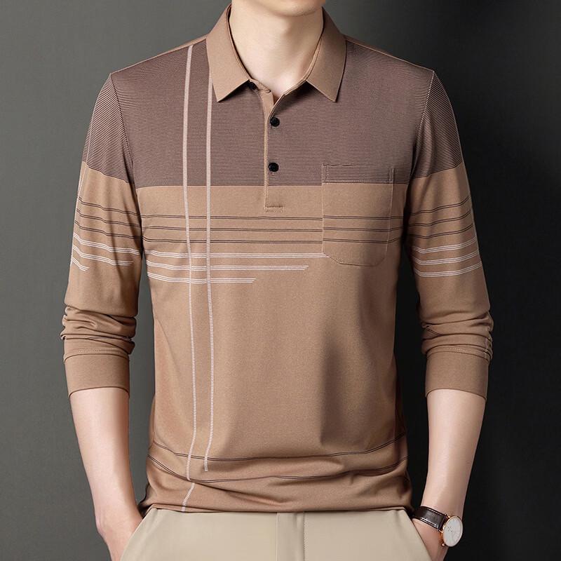 TUCANO Men's Striped Business Casual Long Sleeve Polo