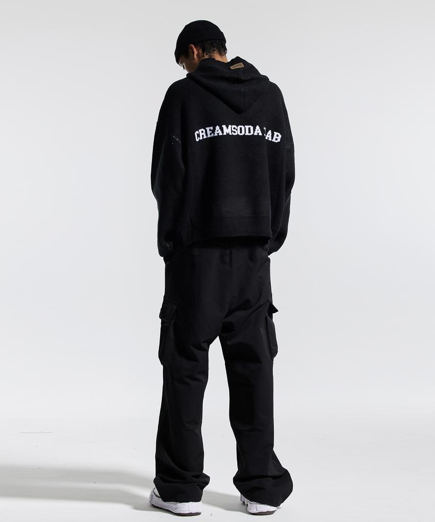 CREAM SODA LAB Cl Washed Graphic Jacquard Hoodie Knit Black