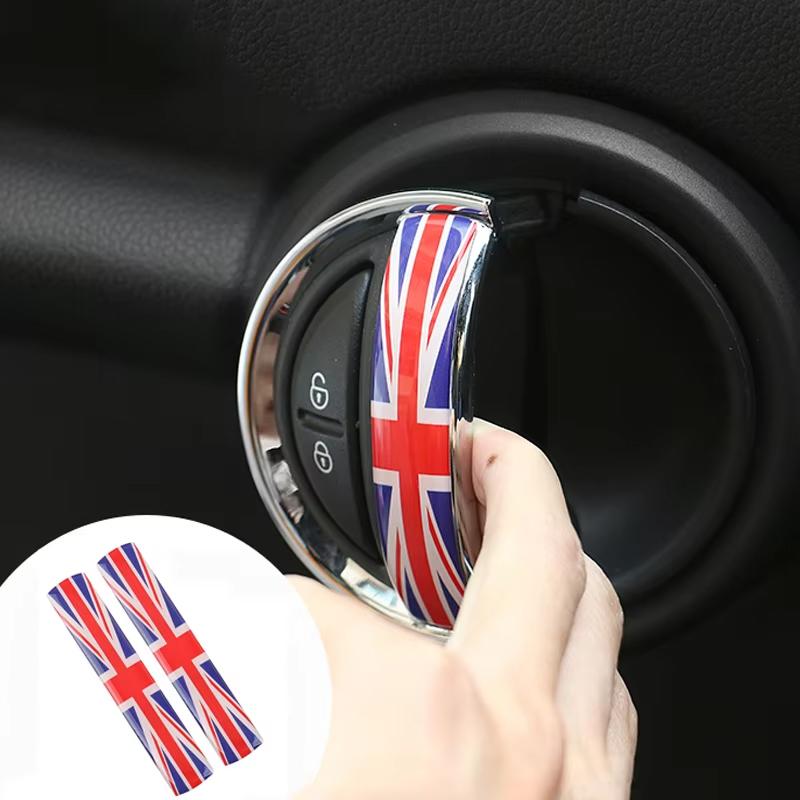 2Pcs/set Car Interior Door Handle Sticker Door Handle Protection Sticker 3D Union Jack For MINI Cooper F56 F55 Auto Accessories