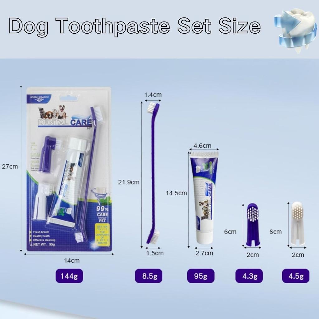 Pet Toothbrush Toothpaste Finger Set Cute Modeling Cat Dog Oral Cleaning Care Fresh Breath Double Head Toothbrush Pet Supplies