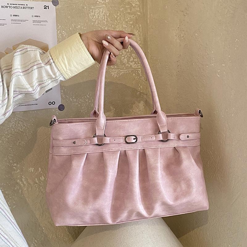 Korean Style Biker Chic Ruched Tote Bag Women's Edgy Fashi Design Versatile Large Capacity Handbag Shoulder Bag Crossbody Bag