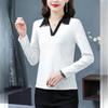 Korean Style Polo Collar Long Sleeve T Shirt Women Spring Autumn Fashion Mom Wear Casual Top
