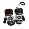 Coldproof Knitted Yarn Winter Gloves Full Finger Thickened Warm Children Mittens With Halter Gloves 3-6 Years Old