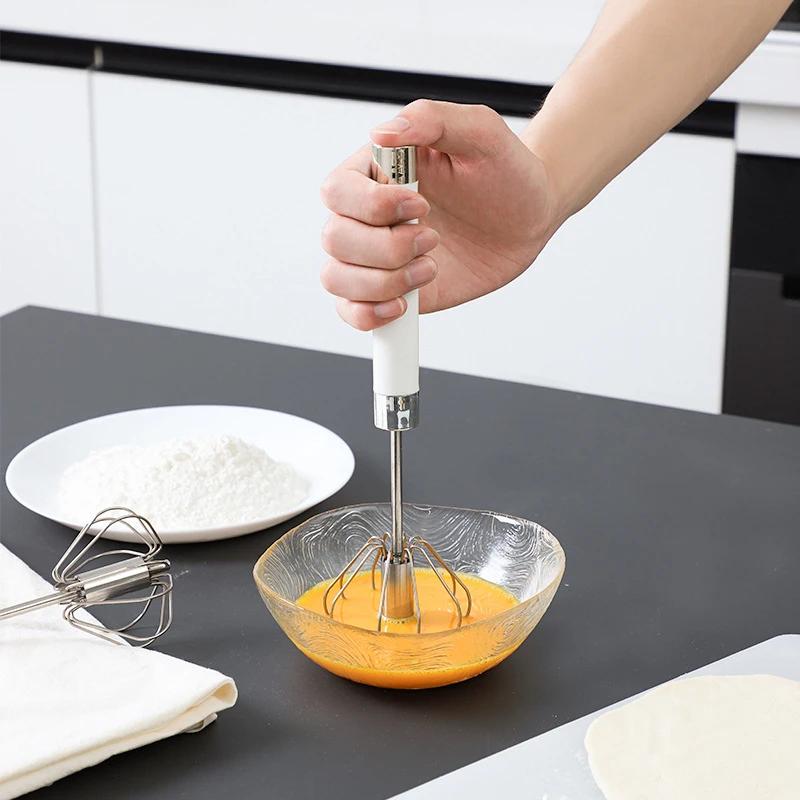 Stainless Steel Semi-Automatic Whisk Stirrer Mixing Mixer Egg Milk Beater Kitchen Baking Tool Egg Cream Blending Stirring Mixer