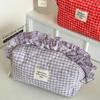 High Quality Sweet Ruffle Makeup Bag Portable Multifunctional Cosmetic Bag Large Capacity with Zipper Toiletry Organizer Travel