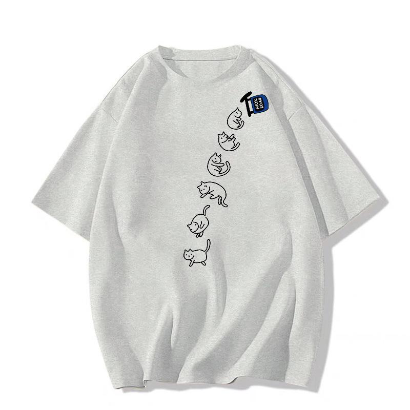 

Женский 2025 Новый Летний Стиль Белый Хлопок Короткий Рукав Маленький Свободный Топ XL хизер серый