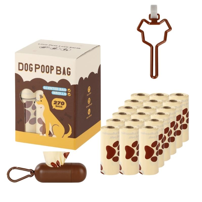 Dog Poop Bag with Milk Scent Clip and Dispenser for Pet Walking, Outings and Travel Easy To Clean