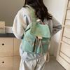 New solid color backpack college style versatile commuting large capacity student schoolbag women's backpack