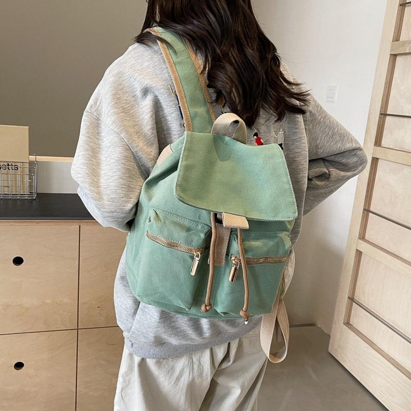 New solid color backpack college style versatile commuting large capacity student schoolbag women's backpack