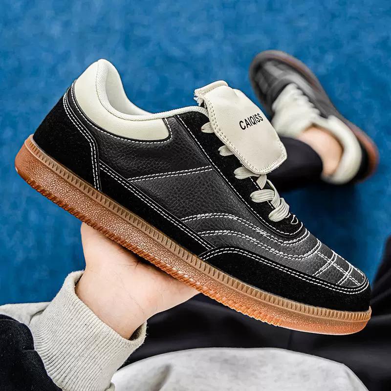 Men's Retro Velcro Training Shoes Breathable Color-block Casual Sneakers Non-slip Gum Sole Athletic Footwear