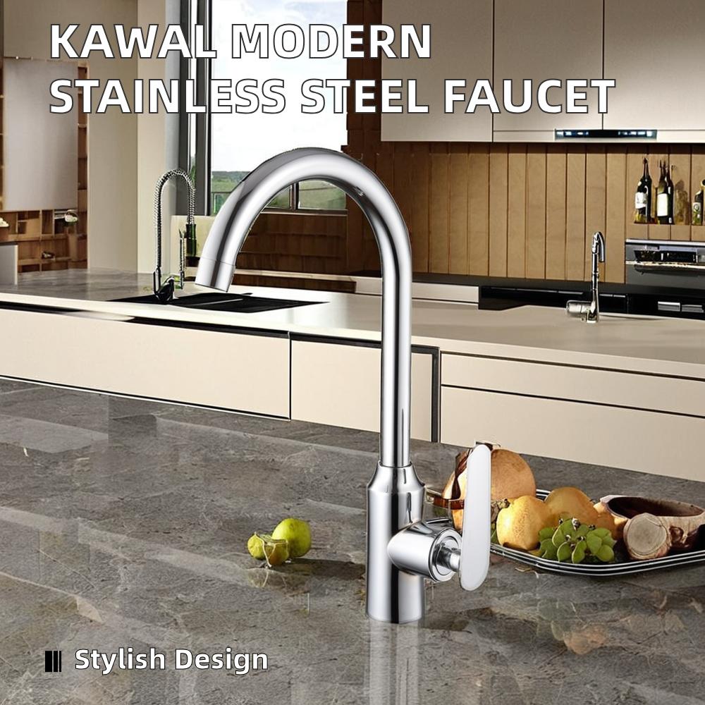 Modern Classic Single-Hole Stainless Steel Kitchen Sink Faucet Mixer Brushed for Hot Cold Water Ceramic for Hotels Kitchens