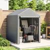 Garden Shed, Waterproof, 2 Compartments, Roll-Up Zipper Door, 120 x 179 x 165 cm, Light Grey