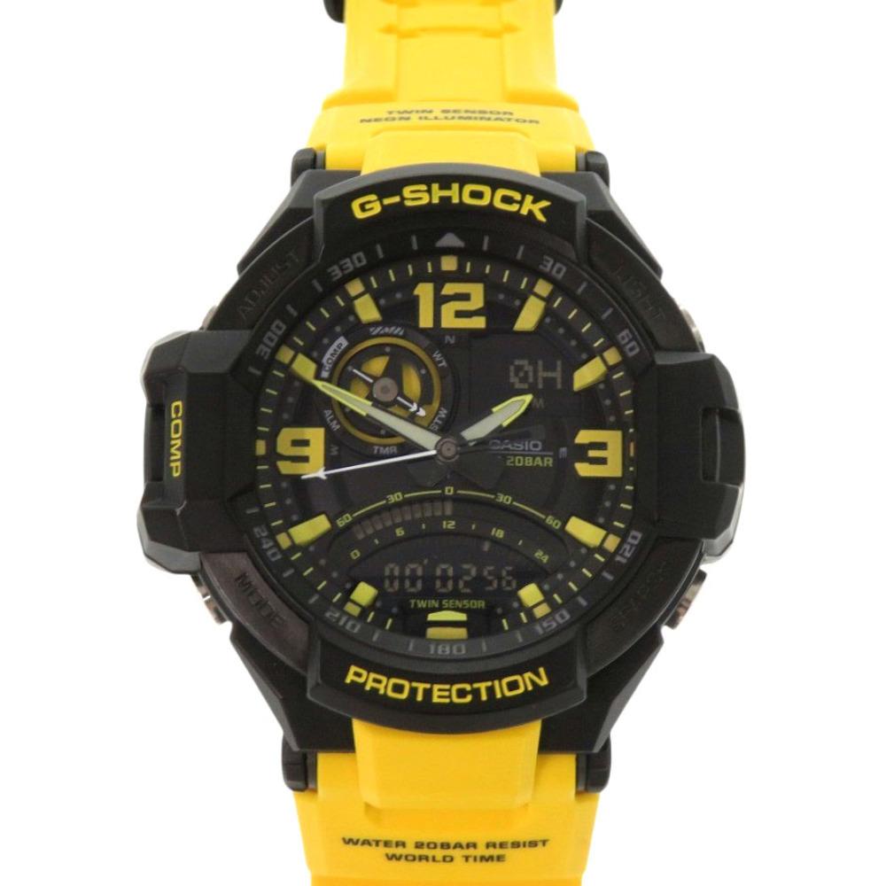 Casio Sky Cockpit Edelstahl Harz Schwarz Quarz Digitaluhr 1602 G-SHOCK GA-1000-9BJF