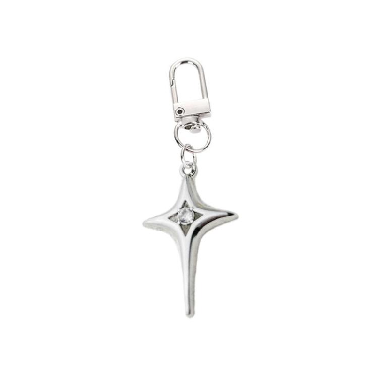 Hollow Star Charm Pendant Keychain Stylish Crystal Star Moon Keychain Car Keyring for Women Bag Ornament Backpack Decors