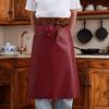 Faux Leather Half Apron for Men Women Waterproof Oil Resistant Cooking Apron with Adjustable Waist Strap Kitchen Fashion Accessory