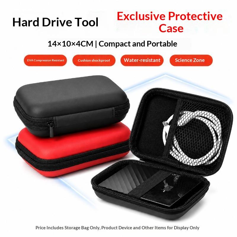1Pc Portable Mini Tech Accessory Organizer Bag, Eva Hard Shell For Earbuds, Usb Drives & Chargers Home & Travel Organization