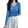 Sweater women's autumn and winter new versatile slim-fitting v-neck bottoming knitted sweater foreign style inner long-sleeved tight top
