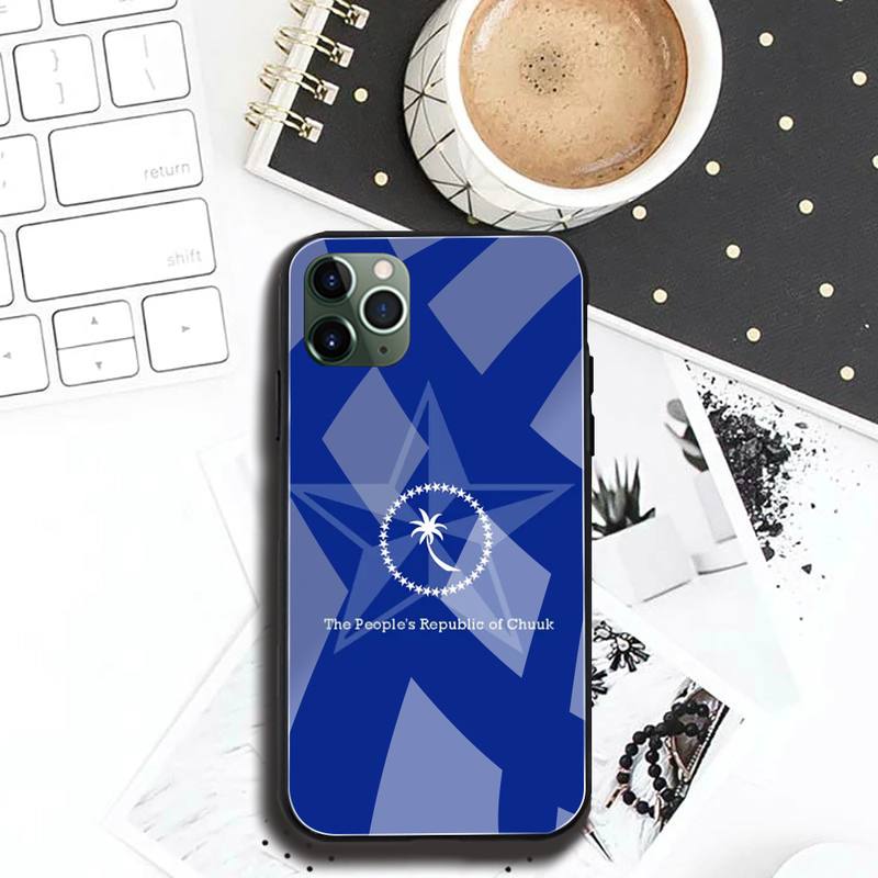 Chuuk Chuukese Pride 691 Flag Phone Case Tempered Glass For iPhone 12 pro max mini 11 Pro XR XS MAX 8 X 7 6S 6 Plus SE 2020 case