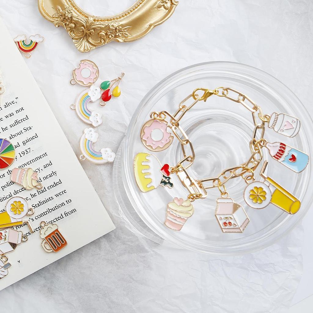 4Pcs Multiple Styles Alloy Metal Drop Oil Colorful Accessories For Jewelry Component Making DIY Necklace Bracelet Earring