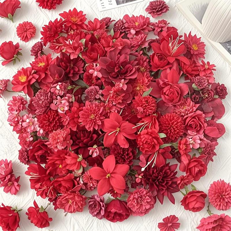 

20/50Pcs Pink Artificial Flower Head MSini Silk Artificial Rose Daisy Flower Craft Supplies Wedding Party Wreath Home Decoration 20Pcs червоний