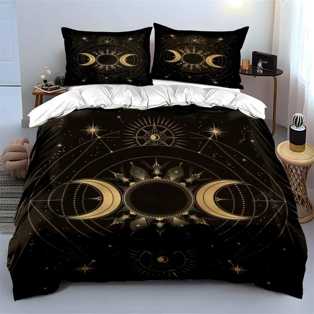 Moon phases and stars. Bedding sets Duvet cover sets Duvet covers Pillowcases(1*Duvet Cover 2*Pillowcases without duvet insert)