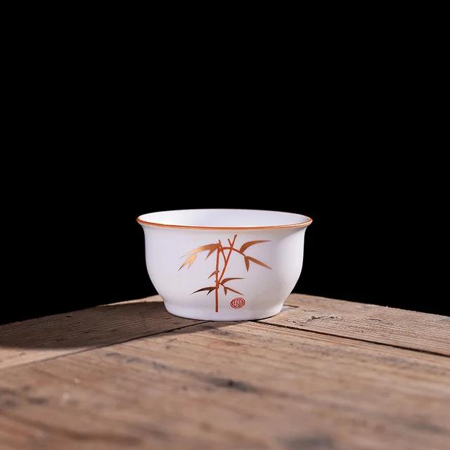 4pcs High Quality White Porcelain Tea Cup, Ding Kiln White Teacup , Matt Glaze Kung Fu Tea Set Tea Ceremony Supplies Mug