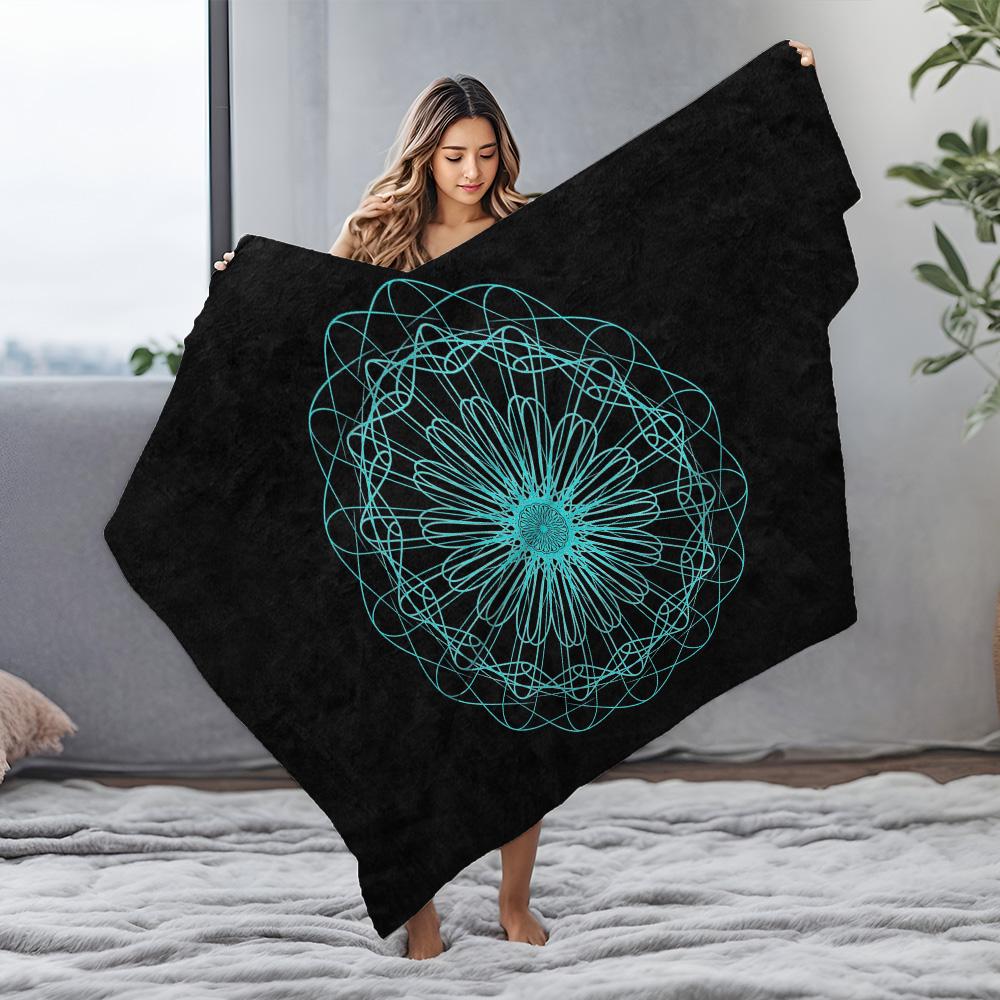 Boho Mandala Throw Blanket Geometric Pattern Fleece Festival Turkish Rug Home Decor Gift Idea