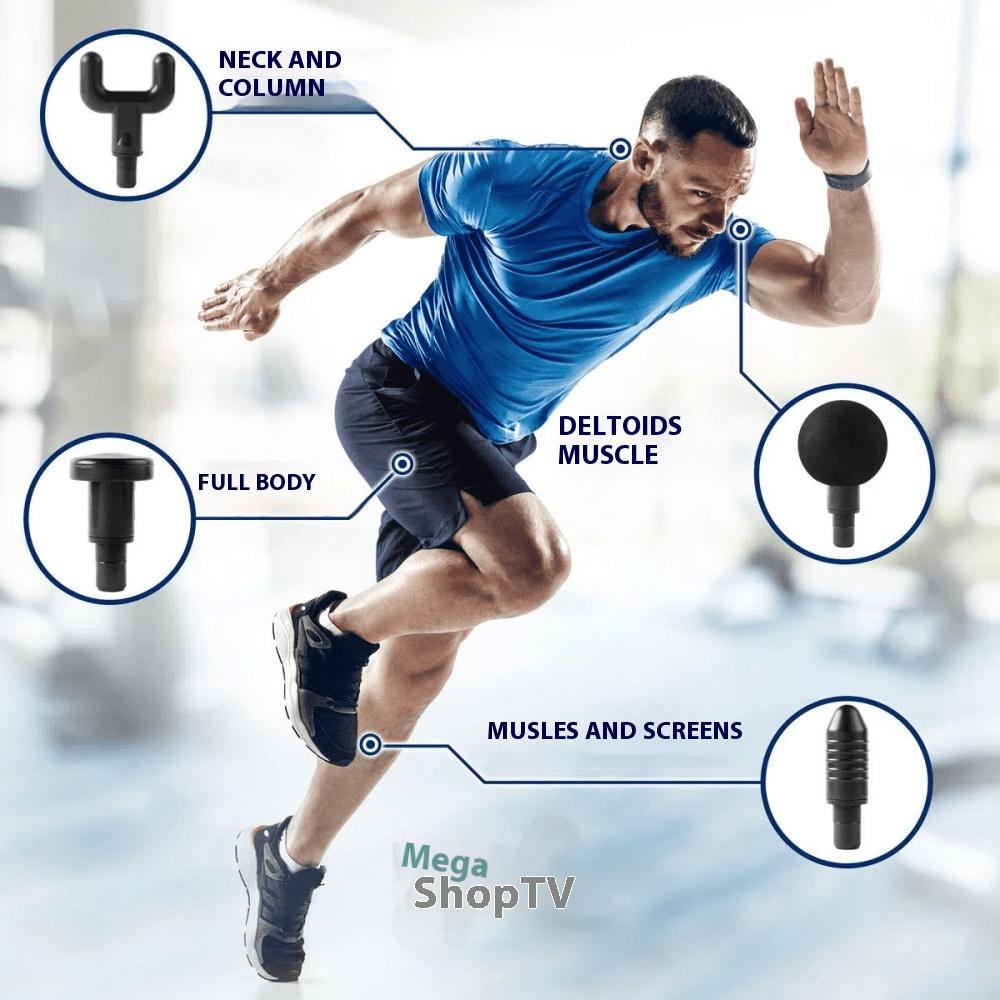 Pistolet do masażu mięśni 6 w 1 z terapią GORĄCEM i ZIMNEM | 6 Głowic | 20W Ulga dla głębokich tkanek | Przenośna ulga w bólu dla sportowców/pracowników biurowych