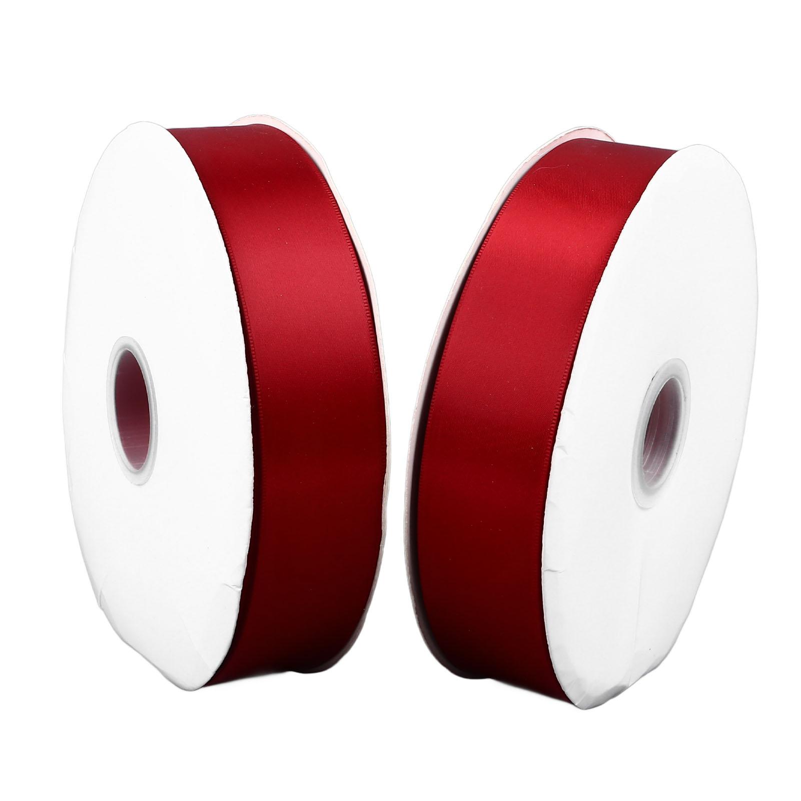 

2 Rolls 1.6 Inch Wide Burgundy Satin Ribbon Polyester Ribbon for Gift Wrapping Flower Wrapping Cake Box 91m