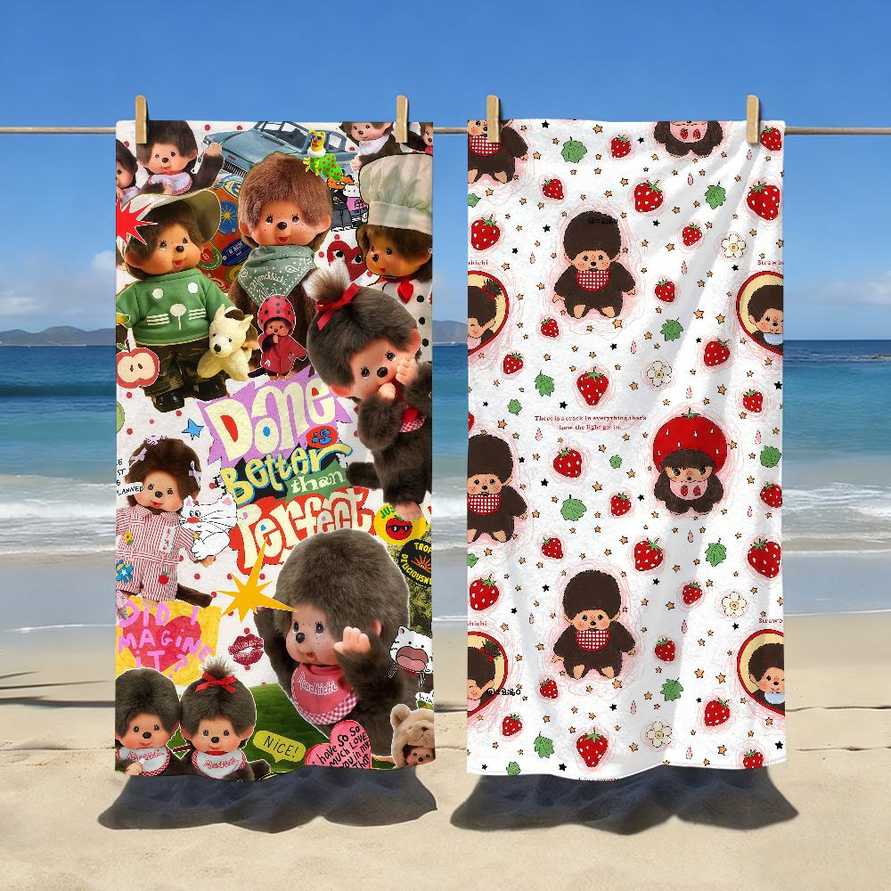 Cartoon M-Monchhichi-S Cute Towel Sports Quick Dry Travel Camping Gear Sandproof Soft Light Large Beach Towel