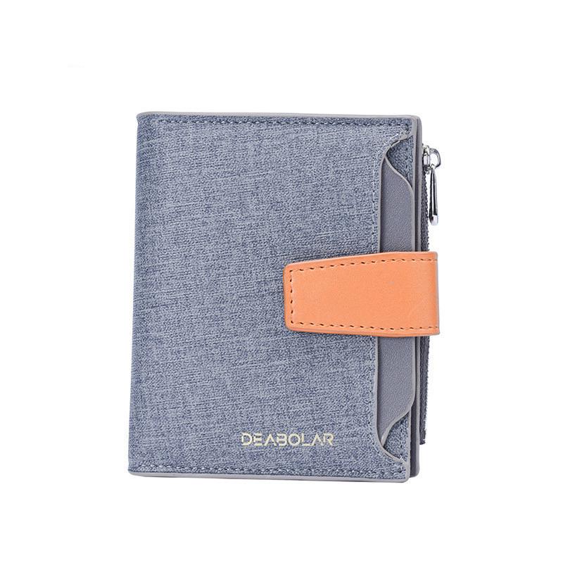 New Men's Wallet Vintage Men's Vertical Pu Leather Wallet Three-fold Card Holder Zipper Buckle Coin Wallet Male Wallet K3212 Blue