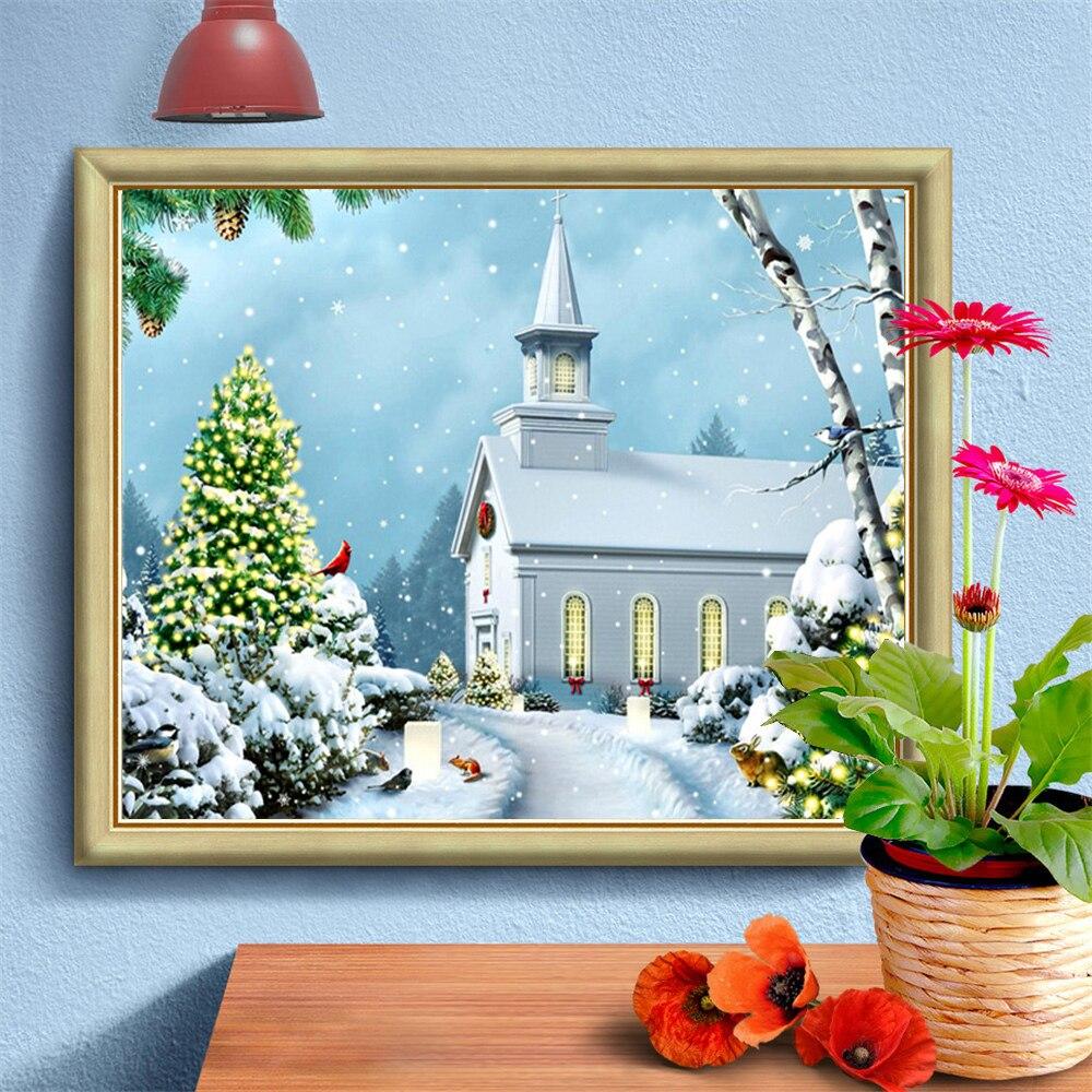 Diamond Painting Winter Rhinestone Diamond Embroidery Landscape Tree Mosaic Bird Craft Kit Christmas Decoration