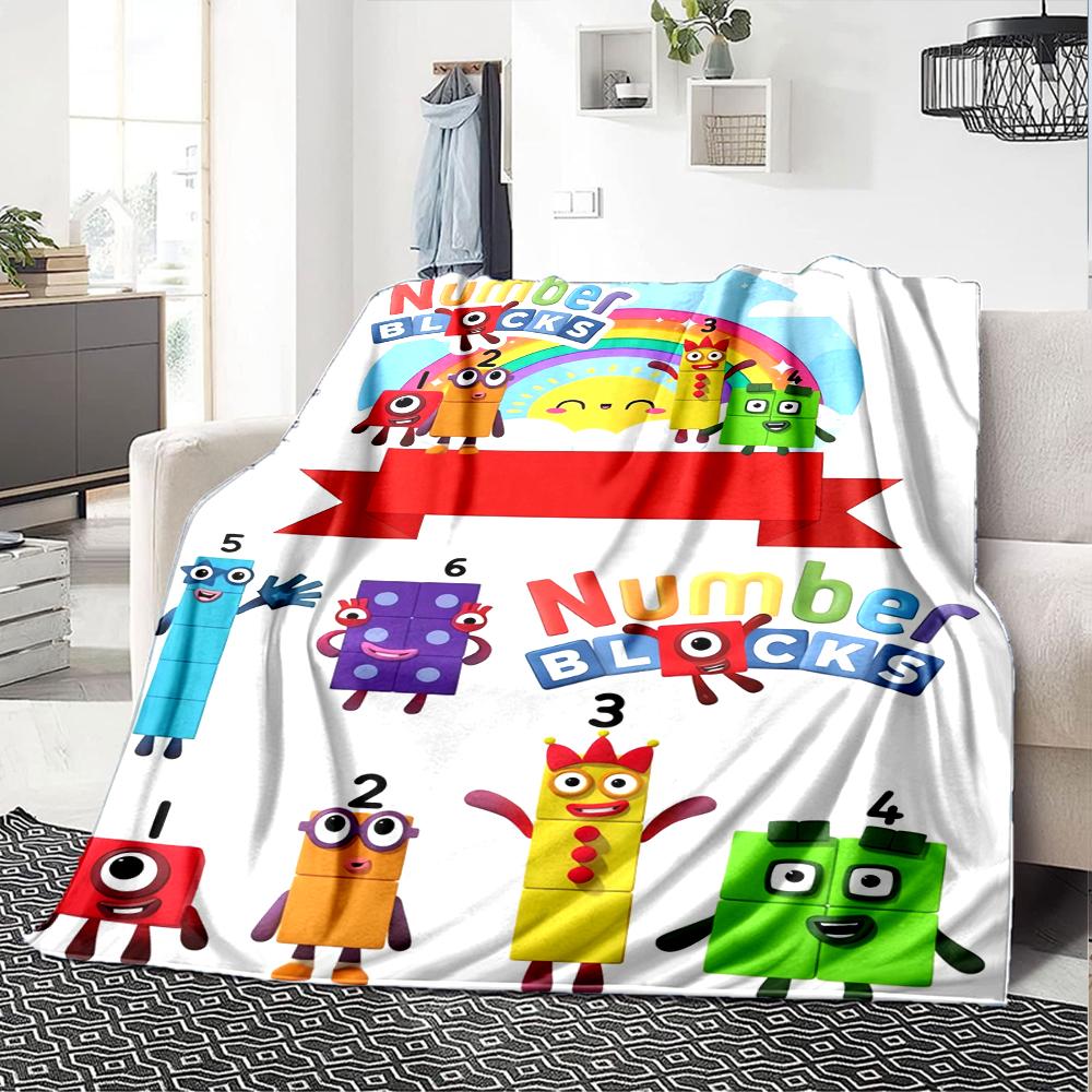 Numberblocks Theme Printed Blanket - Perfect for Couch, Bed, Travel & Outdoor Use | Machine Washable, Cozy & Durable.