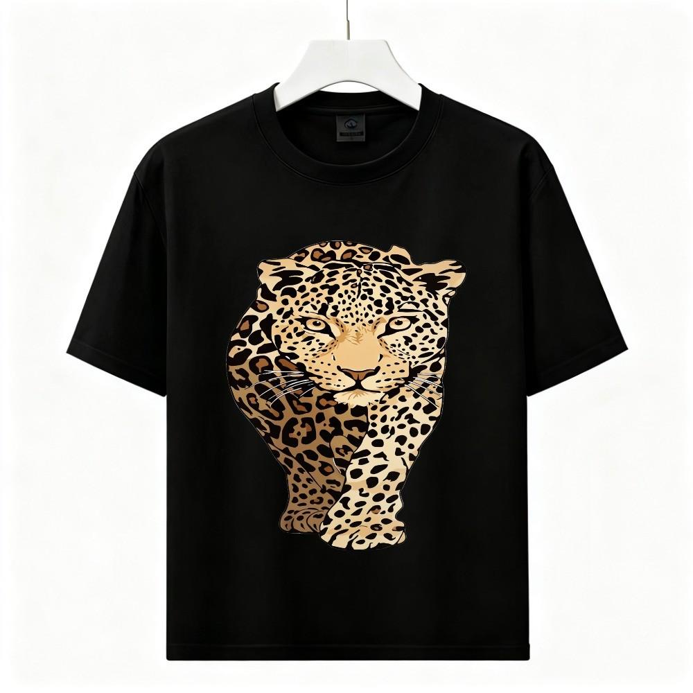Wild Leopard Wildlife Graphic Cotton TShirt Unisex Short Sleeve Animal Lover Tee