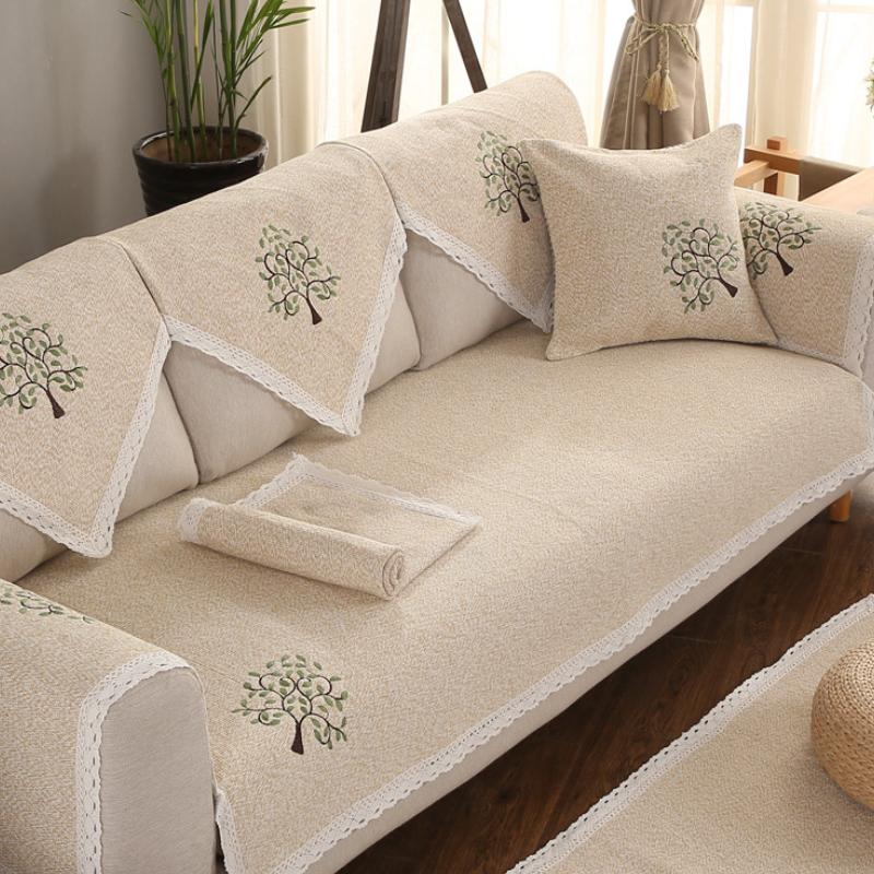 Nordic Ethnic Style Fabric, Linen Fabric, Sofa Cushion, Sofa Towel, Sofa Cover, All-Season Universal, Simple and Non Slip Sofa Cover