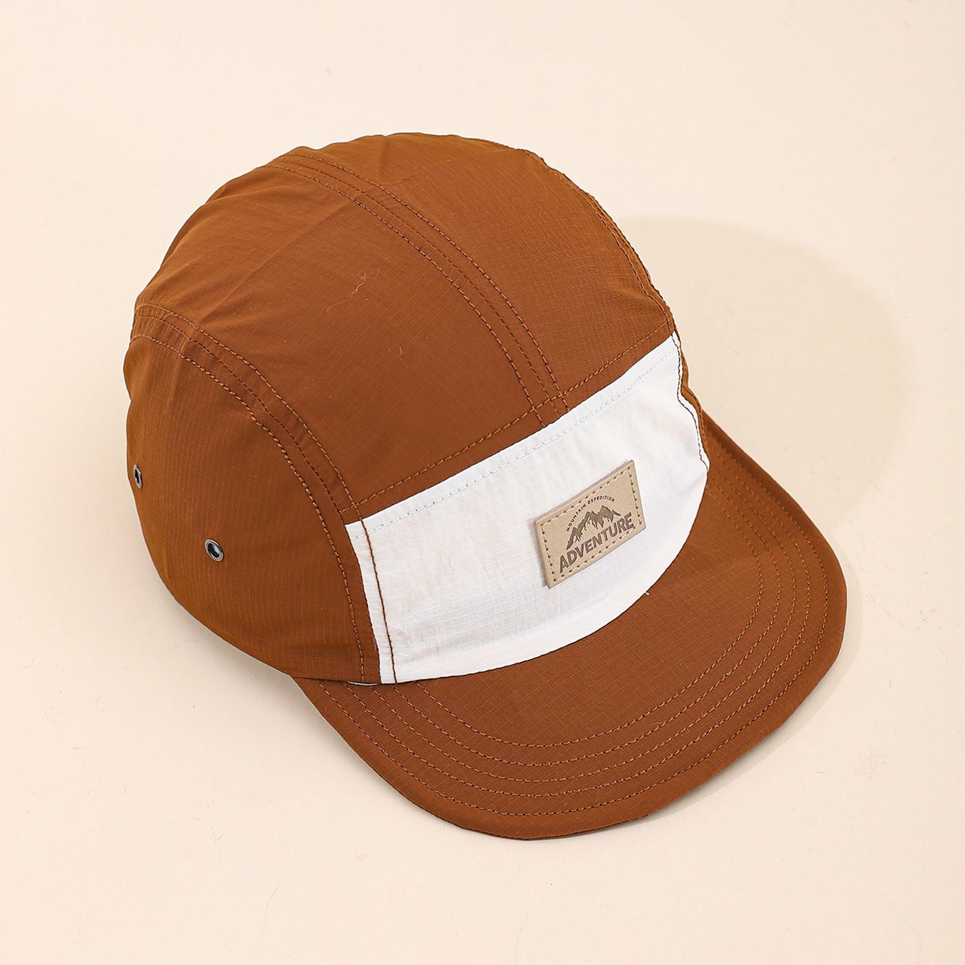 Chapeau à Pic de Montagne Cousu en Patchwork à Séchage Rapide - - Patchwork Assorti - Design à Cinq Pièces - Chapeau Décontracté d'Extérieur One Size brown