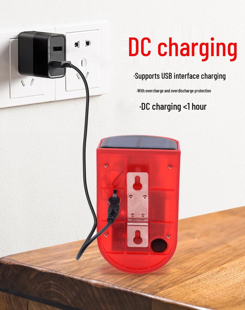 Outdoor Solar Alarm with Infrared Motion Sensor, Remote-Controlled Sound and Flashing Light Anti-Theft Warning System