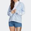 adidas Gestreifter Strick-Cardigan mit Einreiher für Damen Tops Hellrosa Blau IP3760